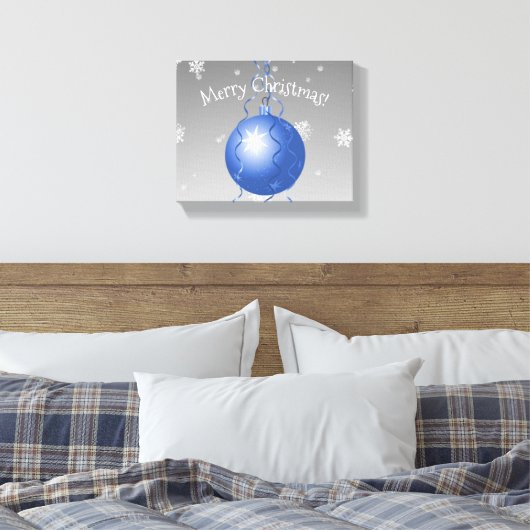 Blauw Fancy kerstsiercanvas afdrukken (Insitu (Slaapkamer))