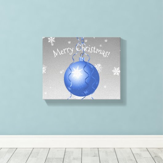 Blauw Fancy kerstsiercanvas afdrukken (Insitu (Houten vloer))