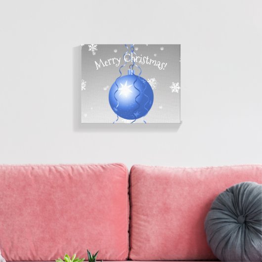Blauw Fancy kerstsiercanvas afdrukken (Insitu (Woonkamer))