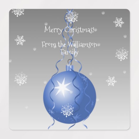 Blauw Fancy kerstsierlabel Labels (Design 2)