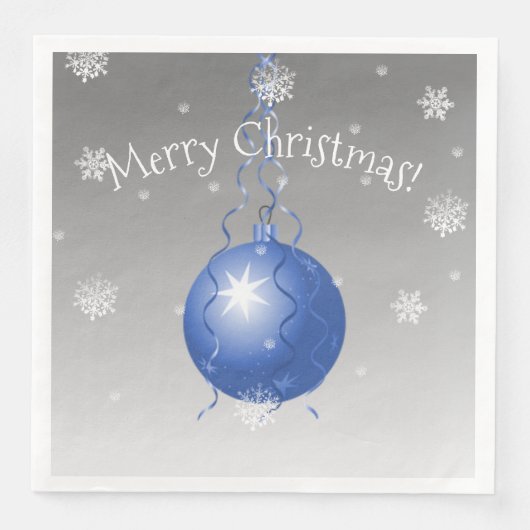 Blauw Fancy kerstsierpapier Napkin Servet (Voorkant)