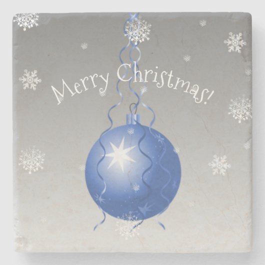 Blauw Fancy kerstsiersteen Onderzetter (Voorkant)