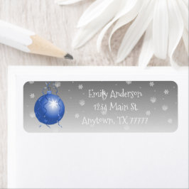 Blauw Fancy kerstversierlabel Etiket