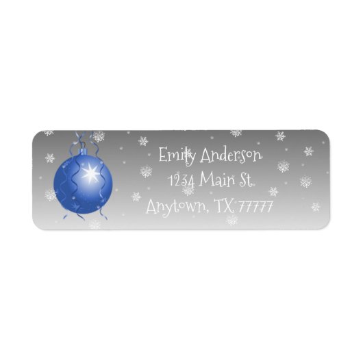 Blauw Fancy kerstversierlabel Etiket (Voorkant)