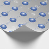 Blauw Fancy Ornament ompakken papier (Hoek)