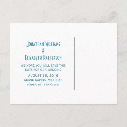 Blauw Fancy sierlijk sparen het Briefkaart van de  (Achterkant)