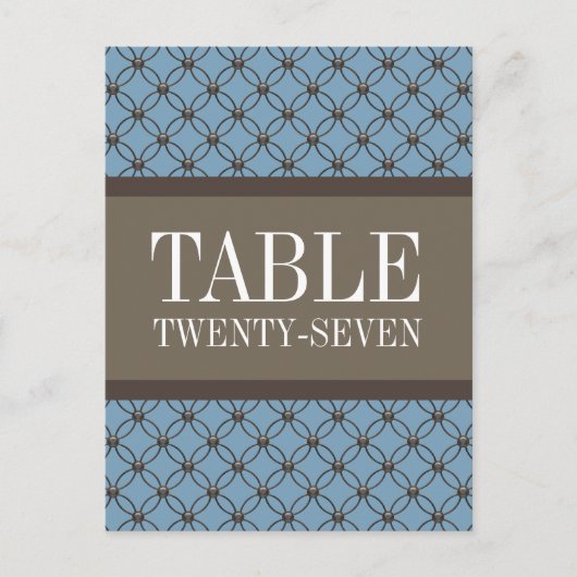 Blauw Fancy Tabelnummer Briefkaart (Voorkant)