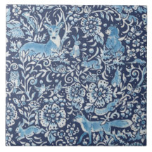 Blauw Fantasy Forest Animals Woodland Fox Rabbit