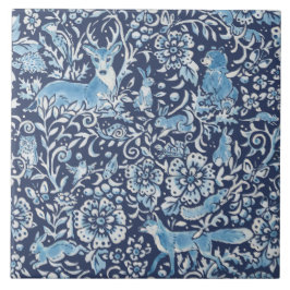 Blauw Fantasy Forest Animals Woodland Fox Rabbit Tegeltje