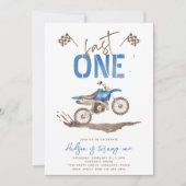 Blauw Fast One Dirt Bike Uitnodiging (Voorkant)