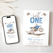 Blauw Fast One Dirt Bike Uitnodiging