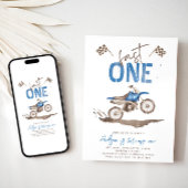 Blauw Fast One Dirt Bike Uitnodiging