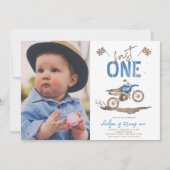 Blauw Fast One Dirt Bike Uitnodiging (Voorkant)