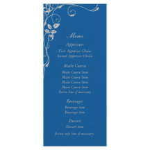 Blauw Faux Diamond Hart Swirl Bruiloft Menu
