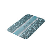  blauw Faux Glitter en Diamonds Badmat (Gekanteld)
