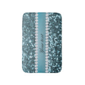  blauw Faux Glitter en Diamonds Badmat (Voorkant Verticaal)