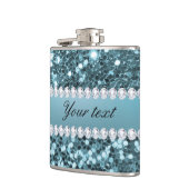 blauw Faux Glitter en Diamonds Heupfles (Links)