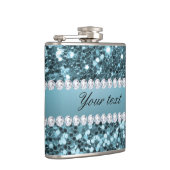 blauw Faux Glitter en Diamonds Heupfles (Rechts)