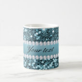 blauw Faux Glitter en Diamonds Koffiemok (Center)