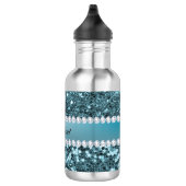 blauw Faux Glitter en Diamonds Waterfles (Rechts)