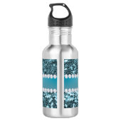 blauw Faux Glitter en Diamonds Waterfles (Achterkant)