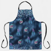 Blauw Faux Glitter met kleurrijke matchende blader Schort (Voorkant)