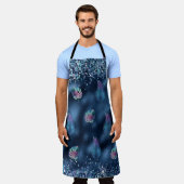 Blauw Faux Glitter met kleurrijke matchende blader Schort (Gedragen)