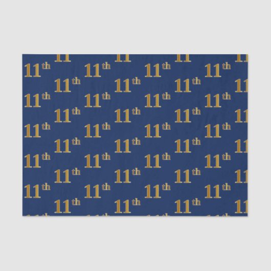 Blauw, Faux Gold 11e (elfde) gebeurtenispapier Tissuepapier (Voorkant)
