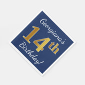 Blauw, Faux Gold 14e verjaardag + Aangepaste naam Servetten (Hoek)