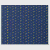Blauw, Faux Gold 1e (Eerste) Event Wrapping Paper Cadeaupapier (Vlak)