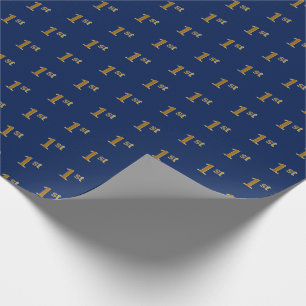Blauw, Faux Gold 1e (Eerste) Event Wrapping Paper Cadeaupapier