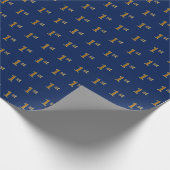 Blauw, Faux Gold 1e (Eerste) Event Wrapping Paper Cadeaupapier (Hoek)
