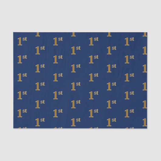 Blauw, Faux Gold 1st (eerste) Event Tissue Paper Tissuepapier (Voorkant)