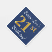 Blauw, Faux Gold 21ste verjaardag + aangepaste naa Servet (Hoek)