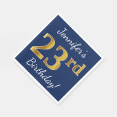 Blauw, Faux Gold 23e verjaardag + Aangepaste naam Servet (Hoek)