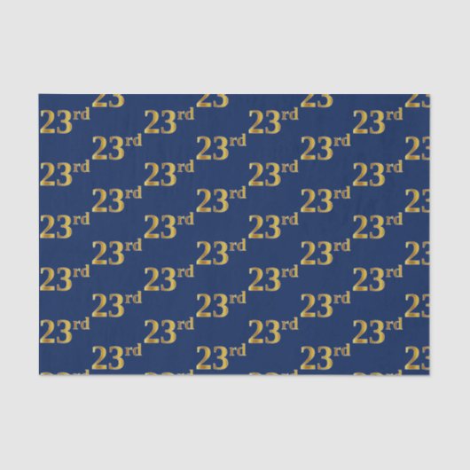 Blauw, Faux Gold 23ste (drieëntwintigste) Evenemen Tissuepapier (Voorkant)