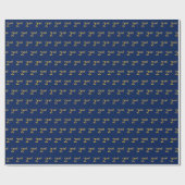 Blauw, Faux Gold 2e (tweede) Event Wrapping Paper Cadeaupapier (Vlak)