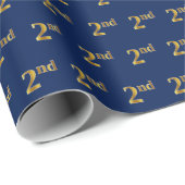 Blauw, Faux Gold 2e (tweede) Event Wrapping Paper Cadeaupapier (Rol Hoek)