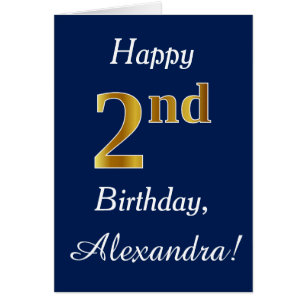 Blauw, Faux Gold 2e verjaardag + Eigen naam