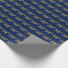 Blauw, Faux Gold 30ste (dertigste) Evenement Cadeaupapier