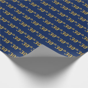 Blauw, Faux Gold 30ste (dertigste) Evenement Cadeaupapier