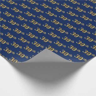 Blauw, Faux Gold 30ste (dertigste) Evenement Cadeaupapier
