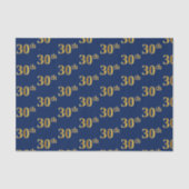 Blauw, Faux Gold 30ste (dertigste) Evenement Tissuepapier (Voorkant)