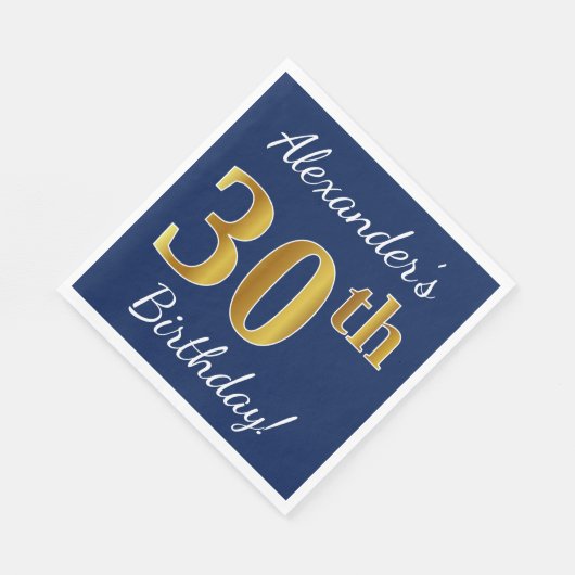 Blauw, Faux Gold 30ste verjaardag + aangepaste naa Servetten (Hoek)