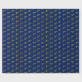 Blauw, Faux Gold 3de (derde) gebeurtenisomslagpapi Cadeaupapier (Vlak)