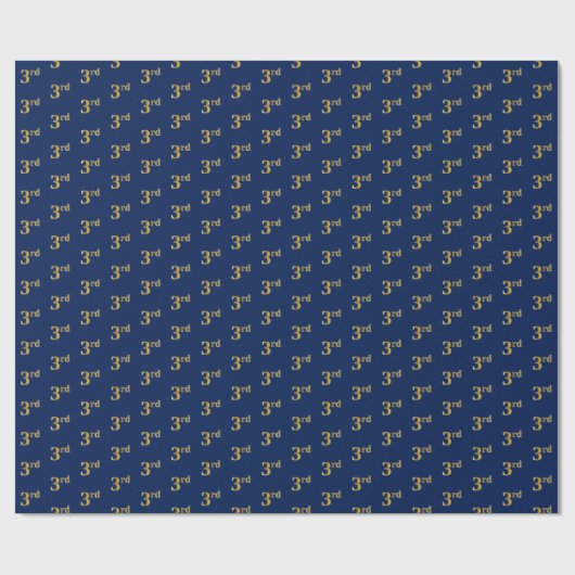 Blauw, Faux Gold 3de (derde) gebeurtenisomslagpapi Cadeaupapier (Vlak)