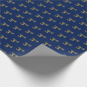 Blauw, Faux Gold 3de (derde) gebeurtenisomslagpapi Cadeaupapier (Hoek)