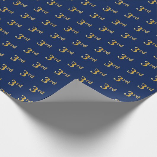 Blauw, Faux Gold 3de (derde) gebeurtenisomslagpapi Cadeaupapier (Hoek)