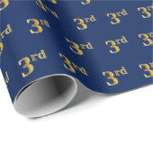 Blauw, Faux Gold 3de (derde) gebeurtenisomslagpapi Cadeaupapier (Rol Hoek)