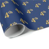 Blauw, Faux Gold 4de (vierde) Event Wrapping Paper Cadeaupapier (Rol Hoek)